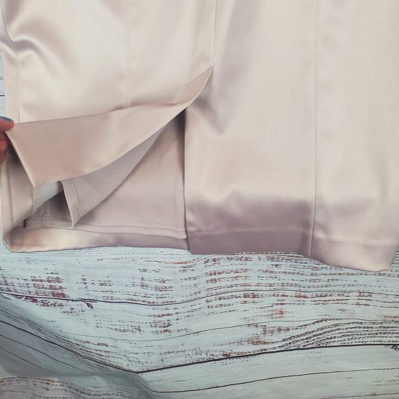 Eliza J One Shoulder Satin Sheath Dress 10 Dusty Rose Glam Event Lux Wedding NWT - Picture 8 of 16